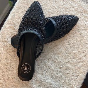 Black Woven Mules